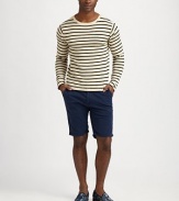 A nautical-inspired, striped design lends effortless style when paired with your favorite jeans or non-denim alternative.CrewneckRibbed collar, cuffs and hemCottonMachine washImported