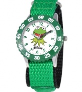 It's not easy being green. Help your kids stay on time with this fun Time Teacher watch from Disney. Featuring Kermit the Frog from The Muppets, the hour and minute hands are clearly labeled for easy reading.