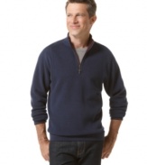 No need to flip out. Tommy Bahama's half-zip mockneck sweater is your go-to choice from the week to the weekend.