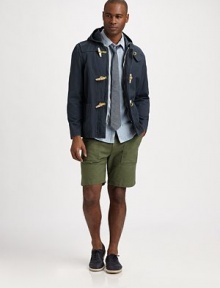 Classic design in a cotton-rich blend with front and back patch pockets.Front zipper and button closureBelt loopsFront patch pocketsBack notched waistbandBack patch pocketsInseam, about 795% cotton/5% polyesterMachine washMade in USA of imported fabric Classic design in a cotton-rich blend with front and back patch pockets.Front zipper and button closureBelt loopsFront patch pocketsBack notched waistbandBack patch pocketsInseam, about 795% cotton/5% polyesterMachine washMade in USA of imported fabric