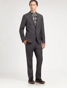 A refined suit essential, tailored in Italian wool for a superior modern fit and an exceptionally soft touch.Flat-front styleSide slash, back flap pocketsInseam, about 33WoolDry cleanImported A refined suit essential, tailored in Italian wool for a superior modern fit and an exceptionally soft touch.Flat-front styleSide slash, back flap pocketsInseam, about 33WoolDry cleanImported