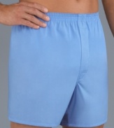 Founded on the big guy's most basic needs, this classic boxer stands the test of time and comfort. Our unique blend of fabrics exceeds your expectations for softness and moves with you throughout the day. Fuller fit with a longer leg length to keep you covered in comfort. Features include a comfy elastic waistband and 3-panel back for bunching resistance. Tried and true, this boxer does not disappoint