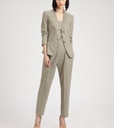 A clean neckline lends a modern twist to this classic cotton blazer silhouette.CollarlessV necklineButton closuresFront dartsFlap pocketsFully linedAbout 23 from shoulder to hem98% cotton/2% elastaneDry cleanImported of Swiss fabricModel shown is 5'9 (175cm) wearing US size 4. 