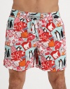 A lively penguin print adorns these quick-dry trunks, complete with a drawstring waist and back eyelets to avoid a ballooning effect.Drawstring elastic waistBack flap pocket with grip-tape closureMesh liningPolyamideMachine washImported