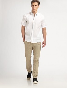 An easy choice for a versatile, laid-back summer look, tailored in straight-fitting cotton with seam detail throughout the seat and leg an unconventional finish.Flat-front styleSide slash, back welt pocketsInseam, about 30CottonMachine washImported An easy choice for a versatile, laid-back summer look, tailored in straight-fitting cotton with seam detail throughout the seat and leg an unconventional finish.Flat-front styleSide slash, back welt pocketsInseam, about 30CottonMachine washImported