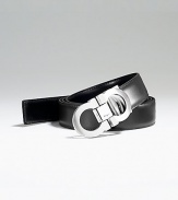 Smooth Italian calfskin reverses from black to brown. Nickel gancini buckle 1 wide Made in Italy