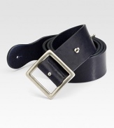 Smooth, polished design of fine Italian calfskin leather with a classic silver buckle and push-stud closure.About 1½ wideMade in Italy