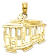 A historical piece to add to your collection. The San Francisco cable car system is the world's last manually operated cable car system. Honor it with this detailed 14k gold charm. Chain not included. Approximate length: 8/10 inch. Approximate width: 3/4 inch.