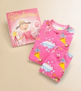 Pink rules in the pages of this beloved book, here partnered with the perfect pair of pink pajamas so your favorite pink-loving princess can have rosy dreams.By Victoria Kann & Elizabeth KannHardcover, 40npagesRecommended for ages 4-8PJs with elastic waist, scalloped trim and a satin bowCottonMachine washMade in USA Please note: Doll sold separately. 