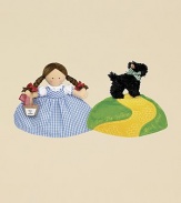 Reversible doll has two contrasting outfits in one: Dorothy in a check print cotton dress with braids and a picnic basket flips to a curly Toto on a hill and a soft yellow brick road. Toto is cohair polyester 11H X 10W X 2½D Imported Recommended for ages 2 and up