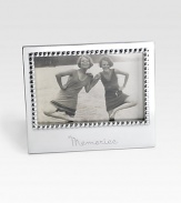 EXCLUSIVELY AT SAKS. The perfect display for your most cherished photograph, handcrafted in recycled aluminum with etched Memories detail along the bottom. Recycled aluminum Accommodates a 4 X 6 photograph Overall: 5¾ X 6¾ Imported 