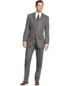 A classic goes cool. This three-piece suit from Calvin Klein is cut in a slim style for the most modern take.