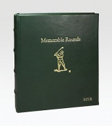 The ideal gift or keepsake for the amateur golfer, designed in fine leather with transparent, archival-quality pages to hold memorable scorecards, course photos and mementos from a day on the greens. 18 pages holds 36 scorecards Leather 5½W X 6¼H Made in USA FOR PERSONALIZATIONSelect a color and quantity, then scroll down and click on PERSONALIZE & ADD TO BAG to choose and preview your monogramming options. Please allow 1 week for delivery.