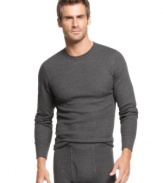 Layer up with the warm waffle-knit feel of this stretch cotton long-sleeved thermal from Alfani.