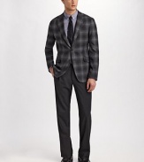 A modern-day must that embodies your unique sartorial style: a bold windowpane design mixes with subtle lavender detail for ultimate work-to-weekend versatility. Three button rolls to a two-button closure Notch lapel Chest ticket pocket Waist flap pockets About 28¾ from shoulder to hem 69% polyester/29% viscose/2% elastane Dry clean Made in Italy 