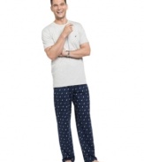 Get ready to relax in the classic, heritage comfort of this coordinating (and super comfortable) pajama t-shirt and pant set from Nautica.