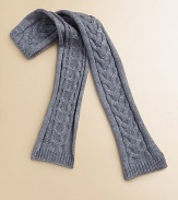 Versatile scarf in a cold-conquering wool blend with timeless cable-knit construction and ribbed trim. Merino wool/polyester/acrylicHand washImported