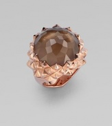 From the Superstud Collection. A faceted dome of deeply toned smoky quartz is layered over mother-of-pearl, creating richness and depth in this striking ring with a spiky zigzag setting.Smoky quartz and white mother-of-pearlRose goldplated sterling silverDiameter, about 1Imported