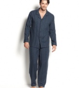 Check in and lounge in this flannel pajama set by Club Room.