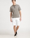 Easy to wear, these relaxed-fit shorts are destined to be a summer favorite, set in luxurious linen with allover pockets for a utility-inspired look.Flat-front styleSide slash, back flap pocketsButtoned, side cargo pocketsInseam, about 10½LinenHand washImported