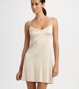 Silky, feminine piece can be worn as a slip or as sleepwear for soft comfort between the sheets.V-neckline Adjustable shoulder straps About 33½ from shoulder to hem 91% viscose/9% Lycra; machine wash Imported