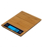 Get your weigh. An eco-friendly bamboo scale makes cooking and baking an exact science, converting between pounds and grams for precision in the kitchen. Portion your meals and make the most of each ingredient with the easy-to-use add and tare features.