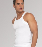 Square cut signature tank in soft, lightweight pima cotton microfiber. Ribbed with solid trim Machine wash Imported