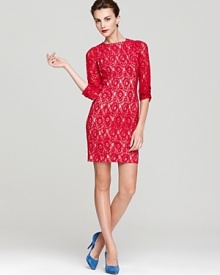 Aqua's classically colorful lace dress lends a timeless look--team with the season's favorite accessories to bring this staple silhouette up to speed. Aqua's classically colorful lace dress lends a timeless look--team with the season's favorite accessories to bring this staple silhouette up to speed.
