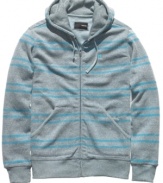 Zip into casual-cool style with this sporty striped hoodie from Hurley.