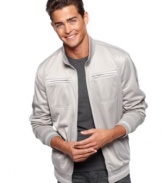 Lighten up your laid-back look with this light weight moto-inspired jacket from American Rag.