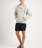 A perfect pullover with comfy pockets and a laid-back look.Hooded style with drawstringHalf-zip closureKangaroo pocketLong sleeves with ribbed cuffsRibbed hemCottonMachine washImported