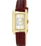 A burgundy strap adds a statement making touch to this watch from Nine West.