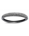 Glittering and glamorous! Add some sparkle to your style with this brilliant bangle bracelet from Charter Club. Adorned with dazzling clear glass pave accents, it's made in hematite tone mixed metal. Approximate diameter: 2-1/2 inches.