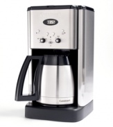 Stay in bed ten minutes longer - the coffee will brew itself! Cuisinart's sleek coffee maker delivers a bold, aromatic brew whenever you want it, maximizing flavor with its with a two brewing cycles and variable temperature control. 90-day limited warranty. Model DCC-1400.