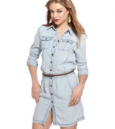 Score retro style with the Natalie shirtdress from GUESS? -- a cute denim number with major comfort appeal!