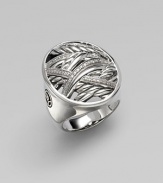 From the Papyrus Collection. Curves of sterling silver and diamonds richly intertwine within a bold circle.Diamonds, 0.28 tcw Sterling silver Length, about 1¼ Imported