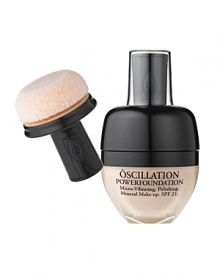 The first micro-vibrating mineral foundation. See a pixel-precise complexion with 14-hour wear. Never messy. Never so simple. Simply push the button and let the velvety cushion applicator glide effortlessly across skin for perfect coverage. 7,000 micro-vibrations per minute break down the featherweight mineral powder for seamless blendability. Talc-free, oil-free, fragrance-free. Safe for all skin types, even sensitive skin. The first micro-vibrating mineral foundation. See a pixel-precise complexion with 14-hour wear. Never messy. Never so simple. Simply push the button and let the velvety cushion applicator glide effortlessly across skin for perfect coverage. 7,000 micro-vibrations per minute break down the featherweight mineral powder for seamless blendability. Talc-free, oil-free, fragrance-free. Safe for all skin types, even sensitive skin.