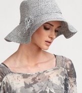 Softly textured raffia cloche, with raffia tie trim at brim, retains shape after packing.RaffiaTie detailBrim, about 4Spot cleanMade in Italy