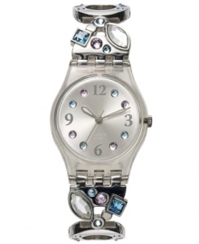 A dazzling bracelet lends charm to this ladylike crystal-accented Swatch watch from the Menthol Tone collection. A dazzling bracelet lends charm to this ladylike crystal-accented Swatch watch from the Menthol Tone collection.