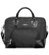 Packed with style & sophistication, this sporty upgrade combines dependable durability with professional, feminine detailing for getting around every day in style & with ease. Classic embossed leather trim defines the exterior, while an expandable interior with collapsible laptop pocket, removable accessory case, numerous organizer pockets & more keeps you right on schedule. 5-year warranty.