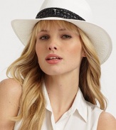 A bold, bejeweled brim lends a modern update to this timeless silhouette.PaperBrim, about 2½ wideMade in Italy of imported fabric