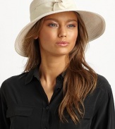 Chic sun protection in a packable squishee style with banded grosgrain ribbon trim and medium sized brim. Brim, about 4Rayon/polypropylene/polyesterSpot cleanImported