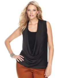 This plus size top from INC is ever-so-flattering! Featuring an alluring combination of silk and knit, it highlights your best assets! This plus size top from INC is ever-so-flattering! Featuring an alluring combination of silk and knit, it highlights your best assets!