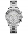 Endless dazzle, by GUESS. This chronograph watch shines with crystal accents and sleek steel.
