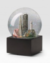 EXCLUSIVELY OURS. The San Francisco musical snowglobe features city scenes and landmarks, including: Golden Gate BridgeTransAmerica TowerSutter StreetCoit TowerCable carSan Francisco BaySaks Fifth AvenuePlays I Left My Heart In San Francisco6 highImported 