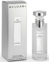 Bvlgari Eau Parfumée au thé blanc Eau de Cologne for her and him. A soothing white tea scent with warm, intimate notes of white pepper and Artemisia creates moments of relaxation and well-being for both body and mind. A delicate fragrance of warm, intimate and relaxing notes designed to be enjoyed in private moments of luxury. 1.35 oz. 