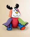 Spreading holiday cheer, this festive, cuddly reindeer will bring a smile to your little one's face with a vibrant patchwork pattern and renowned Jingle Bells tune.12W X 11HCottonWashable surfaceRecommended for ages 0+AAA batteries includedImported