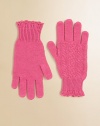 A mix of stitches gives handcrafted charm to an essential pair of gloves in warm and breathable cotton.Ribbed cuffs with ruffled trimCottonMachine washImported