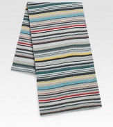 A remarkably soft winter knit scarf is defined by a vivid mix of stripes.7W x 63H35% viscose/29% lambswool/20% nylon/8% angora/8% cashmereDry cleanImported
