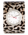 Betsey Johnson always bring bold, flirty style -- this cuff watch covered in snow leopard spots is no exception.